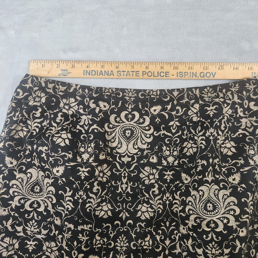 Talbots Skirt size 12 Black Gold Paisley Pencil Knee Career Wedding Church - Picture 2 of 9